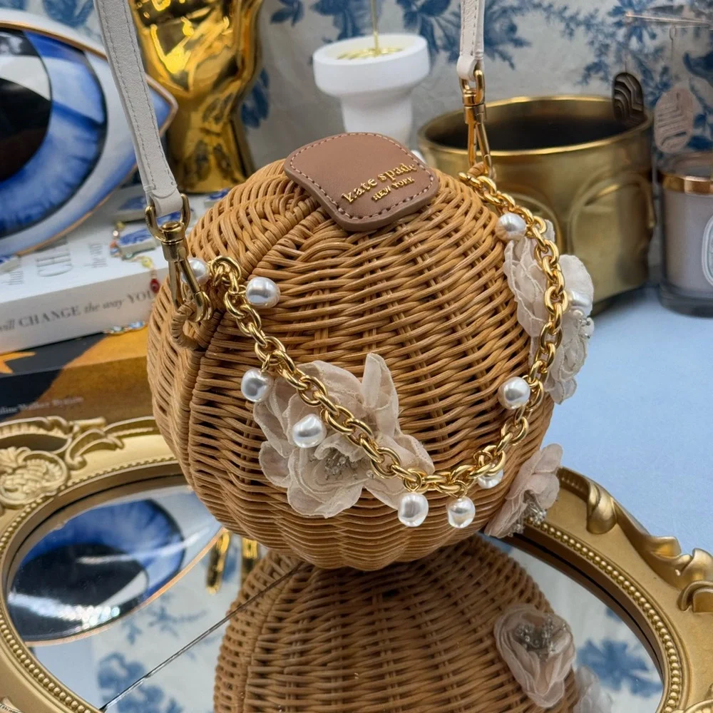 🆕 KATE SPADE NEW YORK 🧿 NWOT Bridal Wicker Bouquet Lantern Crossbody *SAMPLE*